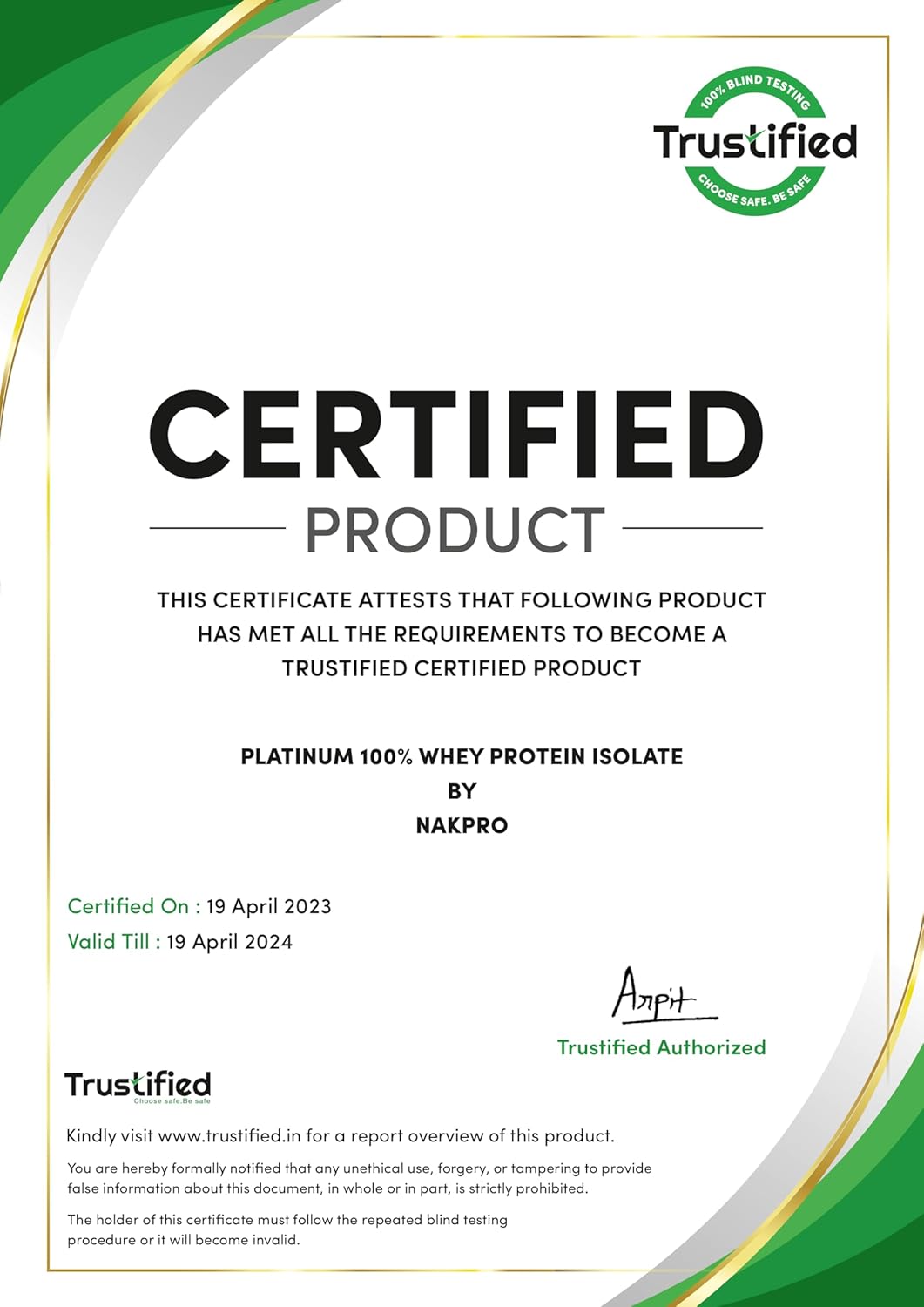 NAKPRO Platinum Whey Protein Isolate 1kg